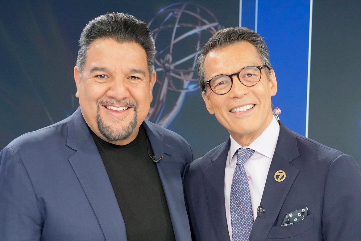 Television Academy Chair Cris Abrego and ABC7 reporter David Ono