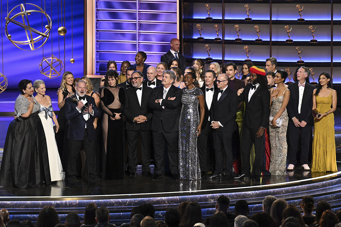 The team from The Pitt accepts the award for Outstanding Drama Series