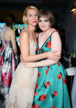 Claire Danes and Lena Dunham hang out in the Audi Green Room at the 65th Emmy Awards.