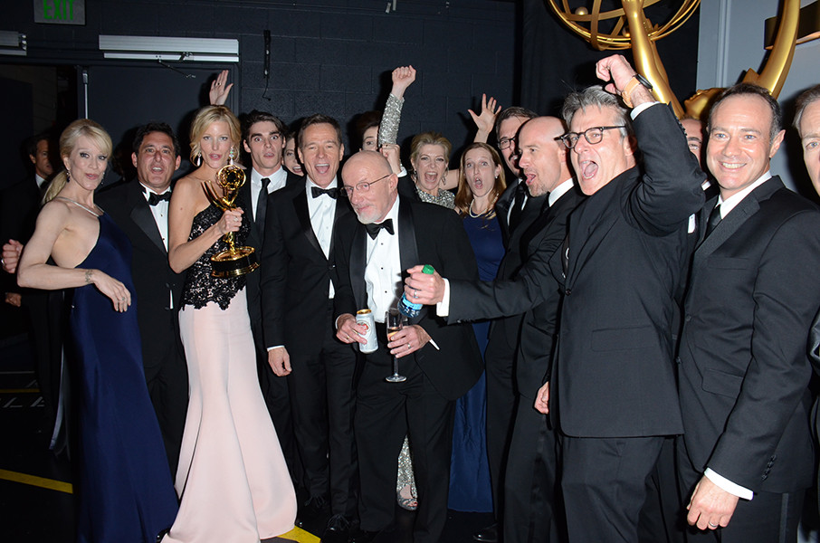 The cast and creators of Breaking Bad at the Backstage Live Thank You Cam