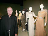 Nolan Miller, surrounded by his celebrated Dynasty collection, as worn by the likes of series stars Linda Evans and Joan Collins