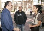 Panelists Vic Bulluck, Reginald Hudlin and Mara Brock Akil on the Television Academy plaza.