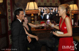 Rob Lowe and Blake Lively in the Architectural Digest Green Room at the 61st Primetime Emmy Awards held at the Nokia Theatre