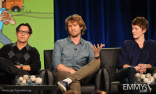 Efren Ramirez, Jon Heder and Jerusha Hess onstage during the 'Napoleon Dynamite' panel