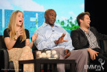 Maddie Hasson, Michael Clarke Duncan and Geoff Stults onstage during The Finder panel during the 2012 Winter TCA Tour
