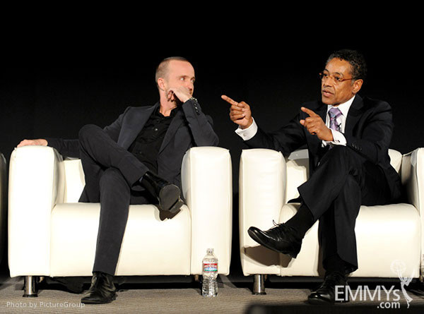 Aaron Paul and Giancarlo Esposito participate in an Evening with Breaking Bad