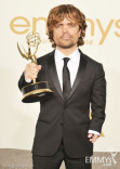 Peter Dinklage poses with the award for &quot;Outstanding Supporting Actor in a Drama Series&quot; in the press room