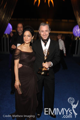 Archie Panjabi and Alan Cumming at the 62nd Primetime Emmys Governors Ball