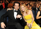Jon Hamm (L) and Jennifer Westfeldt (R) in the audience