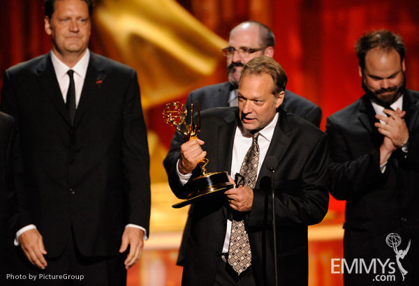 Prosthetic makeup team from The Walking Dead accepting their award at the 2011 Primetime Creative Arts Emmys