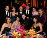 Actors Selena Gomez and David Henrie (C) with family and friends