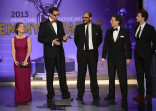 Annette Kudrak, Fred Rosenberg, Ruy Garcia, Jeffrey Stern, Roland Vajs accept the award for Outstanding Sound Editing for a Series for Boardwalk Empire