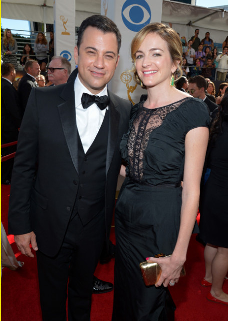 Jimmy Kimmel and Molly McNearney on the Red Carpet at the 65th Emmys