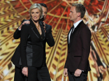 Jane Lynch, Jimmy Kimmel and Neil Patrick Harris on stage at the 65th Emmys