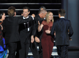 Carson Daly and Mark Burnett on stage at the 65th Emmys