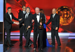 Jerry Weintraub and the producing team from &quot;Behind the Candelabra&quot; accept the award for Outstanding Miniseries or Movie at the 65th Emmys
