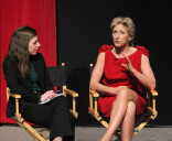 Variety&#039;s Cynthia Littleton, the evening&#039;s moderator, with actress Edie Falco