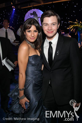 Lea Michele and Chris Colfer at the 62nd Primetime Emmy Awards