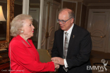 Actress and Television Academy Hall of Fame member Betty White with the Academy&#039;s chairman and CEO, John Shaffner.