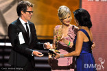 Presenters Kevin Bacon and Kyra Sdegwick with actress Shohreh Aghdashloo