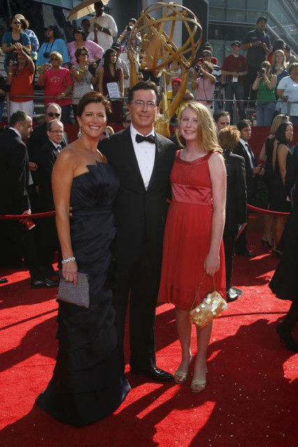 Stephen Colbert with wife Evelyn and daughter Madeleine at the 60th Primetime Emmy Awards
