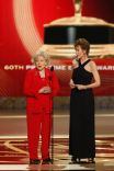 Betty White and Mary Tyler Moore presenting onstage at the 60th Primetime Emmy Awards