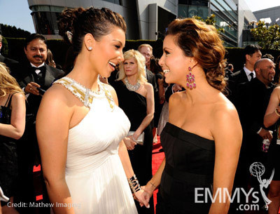 (L-R) TV personality Kim Kardashian and actress Eva Longoria Parker