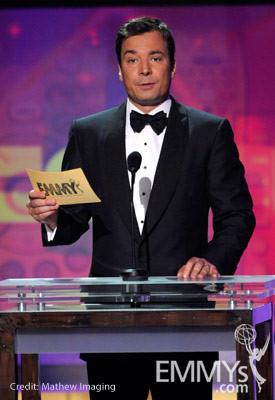 Host Jimmy Fallon speaks onstage at the 62nd Annual Primetime Emmy Awards held at the Nokia Theatre 