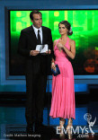 Actors Will Arnett and Keri Russell speak onstage at the 62nd Annual Primetime Emmy Awards held at the Nokia Theatre