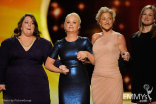 Melissa McCarthy, Amy Poehler, Edie Falco and Laura Linney onstage at the 63rd Primetime Emmys