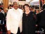 Leslie David Baker (L) and Phyllis Smith arrive at the Academy of Television Arts &amp; Sciences 63rd Primetime Emmy Awards