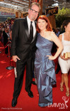 Kate Flannery (R) and Chris Haston (L) arrive at the Academy of Television Arts &amp; Sciences 63rd Primetime Emmy Awards