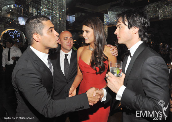 (L-R) Wilmer Valderrama, Nina Dobrev and Ian Somerhalder attend the Governors Ball