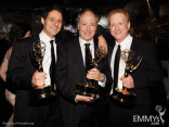 (L-R) Co-Executive Producers for &quot;Modern Family&quot; Bill Wrubel, Danny Zuker and Jeff Morton pose with their awards.