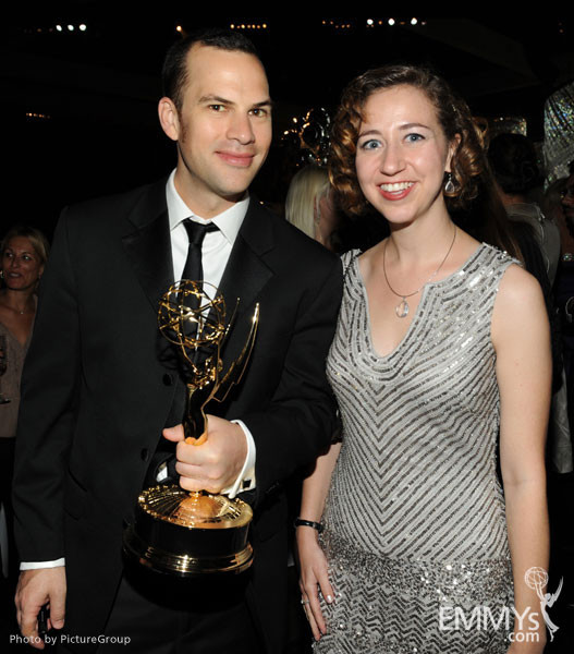 Writer Rich Blomquist (L) and Kristen Schaal attend the Governors Ball 