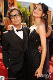 Kunal Nayyar (L) and guest arrive at the Academy of Television Arts &amp; Sciences 63rd Primetime Emmy Awards