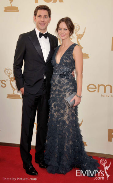 John Krasinski and Emily Blunt arrive at the Academy of Television Arts &amp; Sciences 63rd Primetime Emmy Awards