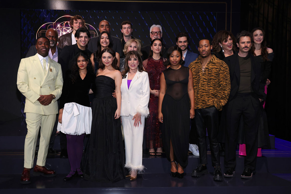 Back row: Josh Whitehouse, Tom Wright, Will Harrison, Academy chair Frank Scherma; Middle row: Kim Estes, Kevin Alves, Alexa Barajas, Michael Learned, Simona Tabasco, Stephen Manas, Caroline Aaron, Marin Hinkle; Front row: Sam Richardson, Nuha 