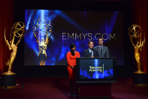 Mindy Kaling, Television Academy CEO Bruce Rosenblum, Carson Daly