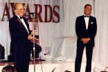 Hank Rieger receiving the Syd Cassyd Founders Award from Rich Frank
