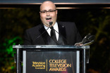 Jon Milano accepts his award at the 37th College Television Awards at the Skirball Cultural Center on Wednesday, May 25, 2016, in Los Angeles.
