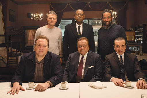 From Godfather of Harlem: (back, from left) Chris Brancato, Forest Whitaker, Paul Eckstein; (front) Vincent D&#039;Onofrio, Paul Sorvino and Chazz Palminteri