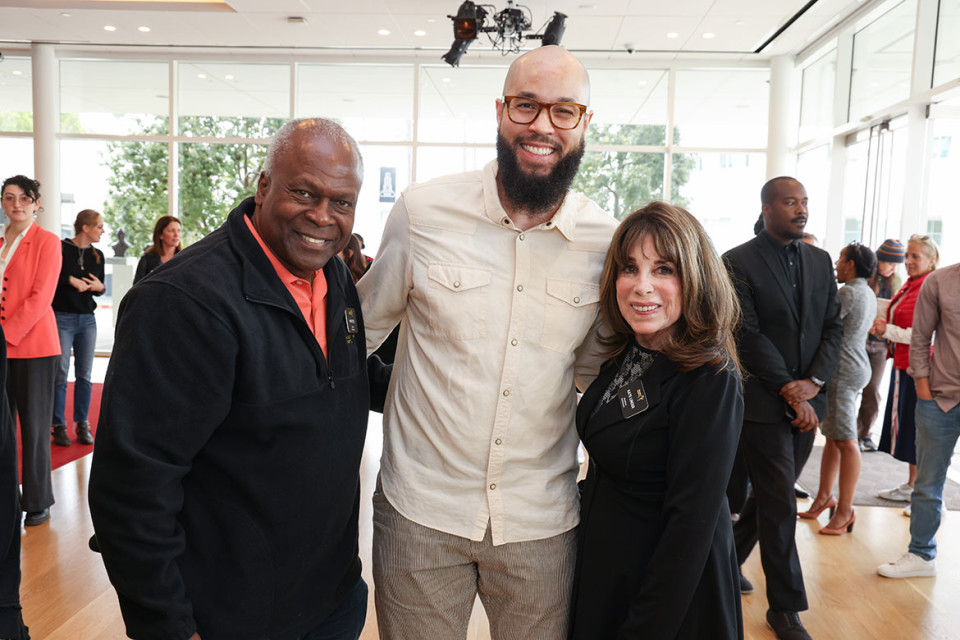 Kim Estes, Peter Saji and Kate Linder