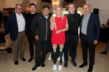 James Villenueve, from left, Sam Saig, Cris Abrego, Jessica Long, Jonathan Treisman and Ron Bleiweiss