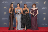 The hairstyling team of Bridgerton in the Media Center at the 2025 Creative Arts Emmy Awards