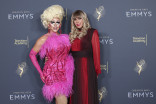 Trixie Mattel and Kelly Mantle in the Media Center at the 2025 Creative Arts Emmy Awards