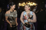 Minkyung Chung and Michaela Olsen of Octopus! with their awards for Outstanding Motion Design attend the Governors Gala at the 2025 Creative Arts Emmy Awards