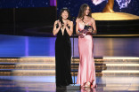 Ali Ahn of The Diplomat; Agatha All Along and Sarah Shahi of Paradise onstage at the 2025 Creative Arts Emmy Awards