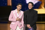 Rhenzy Feliz and Theo Rossi of The Penguin onstage at the 2025 Creative Arts Emmy Awards