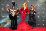 Kenya Pleaser, from left, Darlene Mitchell, and DD Fuego from RuPaul's Drag Race pose in the press room during night one of the 78th Emmy Awards